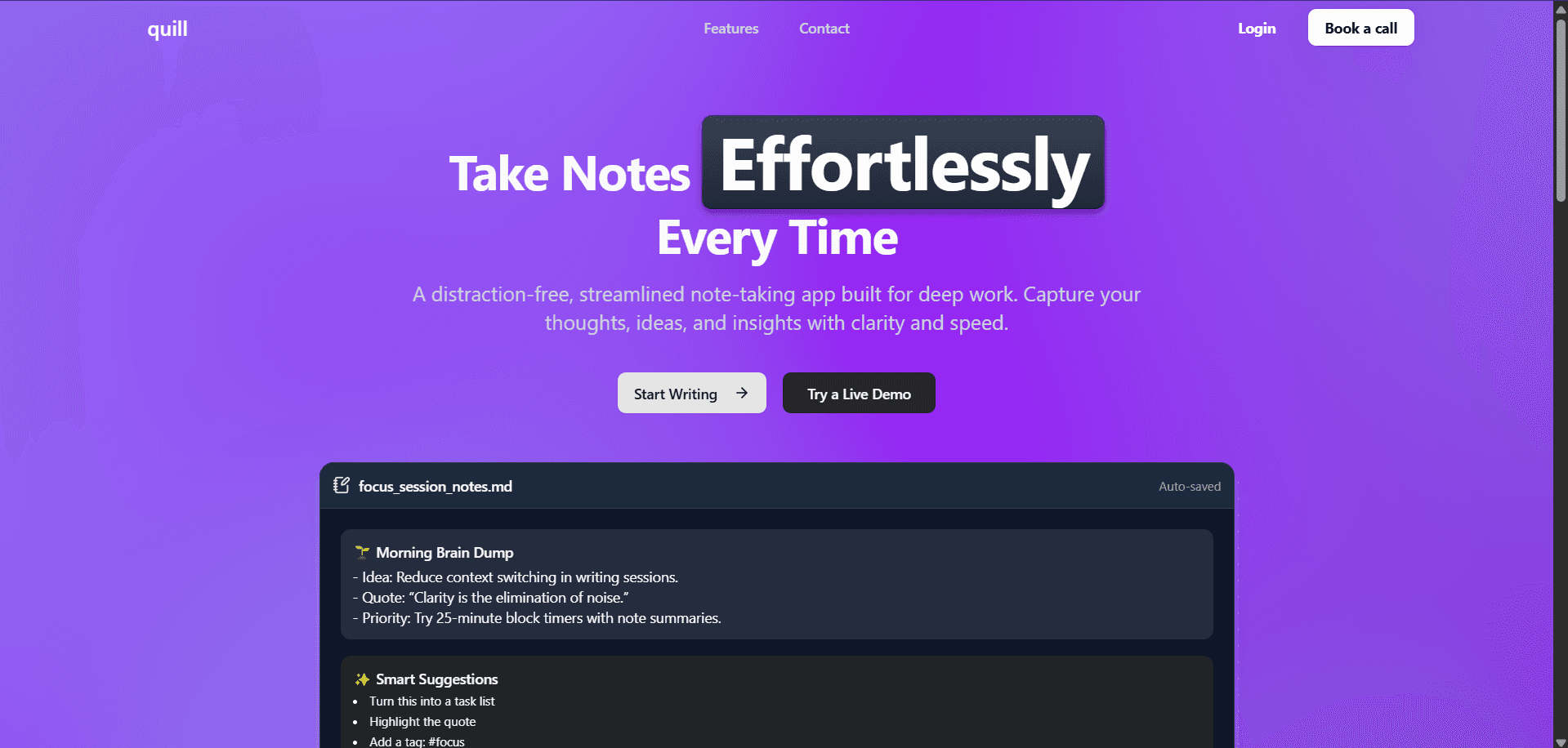 quill | A simple note-taking app with AI